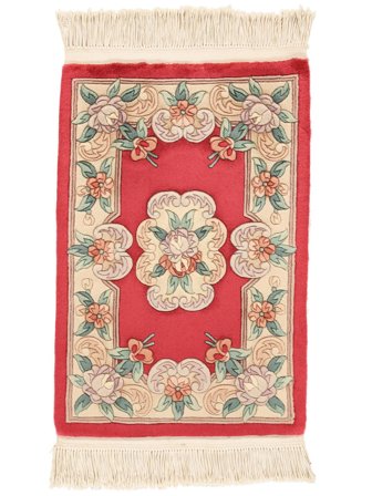 Hand Knotted China 90 Line Rug 60X90 Beige/Dark Red