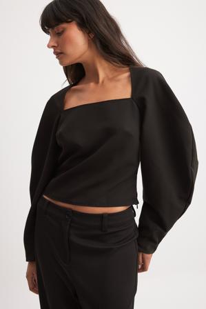 NA-KD Trend Blus med vida ärmar - Blusar - Svart - EU 44