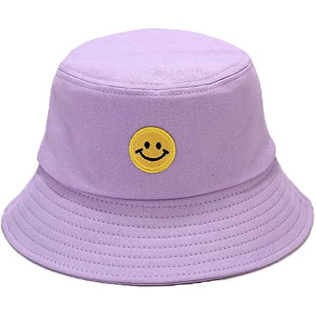 Cotton Bucket Hat Solid Color Beach Hat Summer Travel Sun Hats Fisherman Cap(Light Purple)