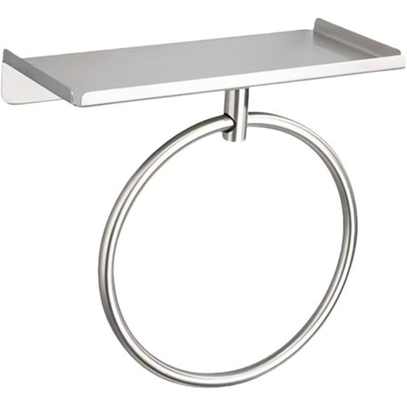 Håndklædeholder i rustfrit stål, vægmonteret uden boring, til badeværelse, køkken, soveværelse, opbevaring (sølv)