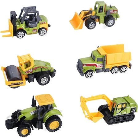 Mini Byggbilar Leksaker, Små Byggleksaker 6 st Diecast Byggfordon Metall Traktor Leksaker Sand Lastbil Leksakssats Gaffeltruck Rolle