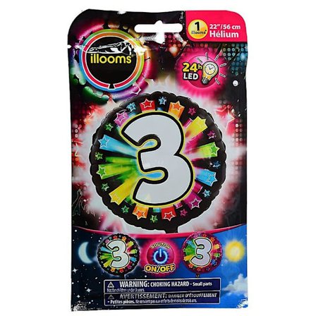 Aluminium ballong siffra 3 flerfärgad LED Illooms 50 cm
