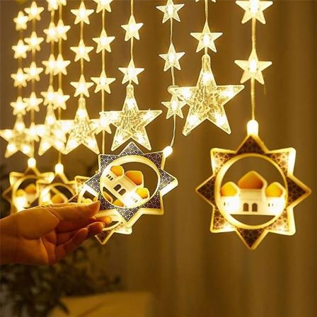 Ramadan Garland Lys Stjerne Måne Led Gardinstreng Eid Dekoration