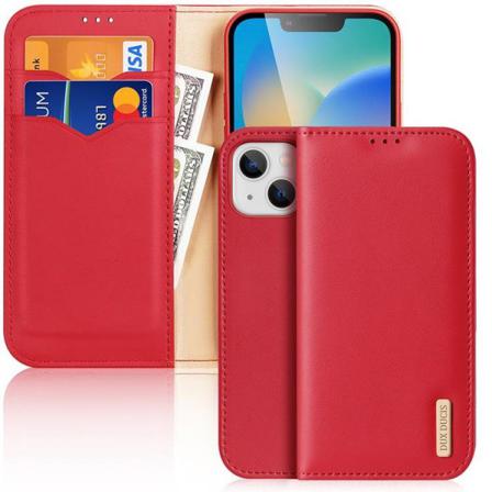 Dux Ducis Iphone 14 Plånboksfodral Äkta Läder Hivo Flip - Röd