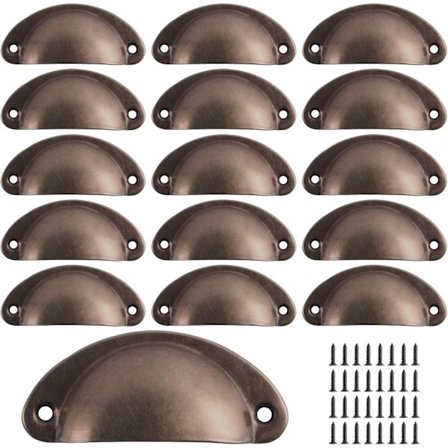 Vintage skalhåndtag, 16 stykker, skab, skuffehåndtag med skruer, møbelhåndtag, køkkenskabshåndtag, skuffeknopper - gammeldags