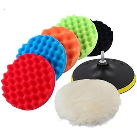 7 stk 5 i svamp polering voksing poleringsmiddel poleringsmaskin bilsett + M14 boradaptersett (5 i)