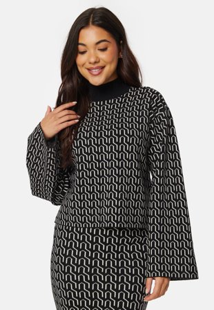 VERO MODA Gold Needle Art LS Wide High Neck Pull Black Detail:W. Birc Klær