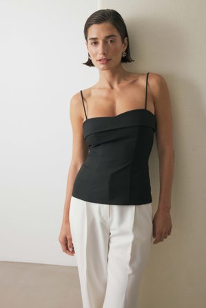 NA-KD Folded Sweetheart Top - Ærmeløse toppe - Sort - EU 32