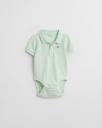 GANT Kinder Piqué Body mit kontrastierenden Randstreifen (86) Grün