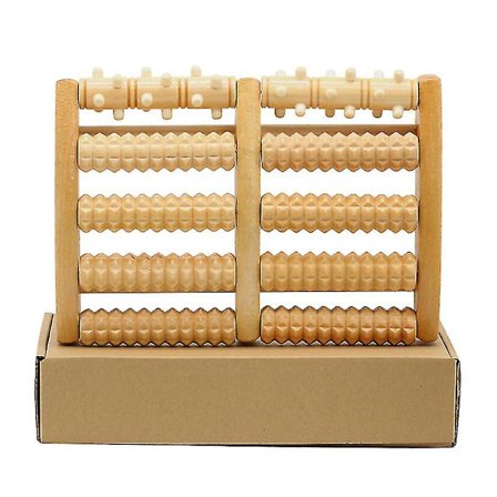 Fodrulle til stressreduktion og afslapning gennem triggerpunktterapi - Fodmassage perfekt til hjemmet og kontoret - Fodmassagerulle i træ til