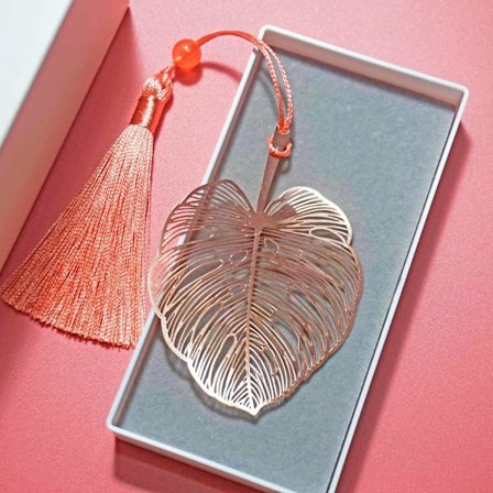 Metall bokmerke med eske - gave, gave til studenter fra mor bestemor lærer, merke (blad)