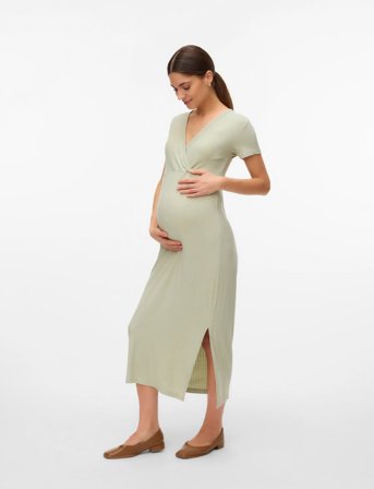 Mamalicious Mltrinity Tess Ss Jrs Midi Dress 2F Noos - Green - L