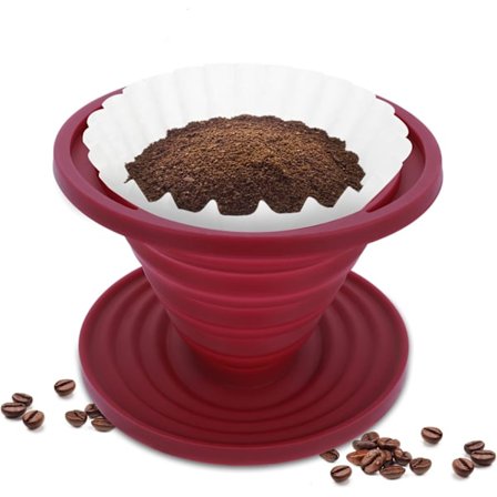 Hopfällbar Kaffefilterhållare för Bryggkaffe, Portabel Kaffebryggare för Camping, Återanvändbart Silikonfilter för Vandring och Camping