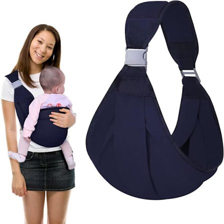 1 Babysele, Pustende Baby Carrier, Bærbar Baby Carrier, Justerbar Skulderstropp, Sikker og Myk, Egnet for å bære spedbarn (Marineblå)