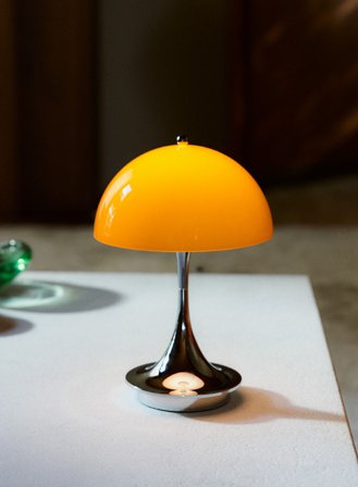 Panthella 160 oppladbar. Original krom/orange (akryl)