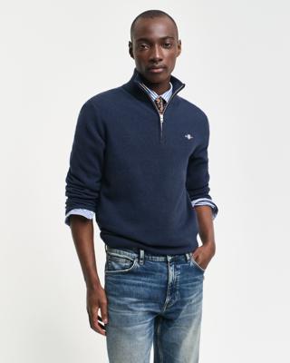 GANT - Ekstra fin lammeulls genser med half-zip - Herre - XXL