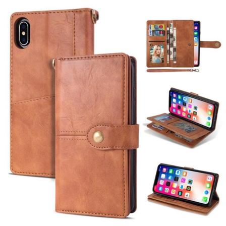 iPhone 9 beskyttelsesdæksel af syntetisk skind med retrostil - Brun Brown