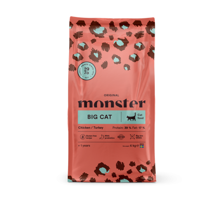 Monster Pet Food - Original Big Cat kylling/kalkun 6 kg - Katt - Kattefôr & kattemat - Tørrfôr for katt - ZOO.no
