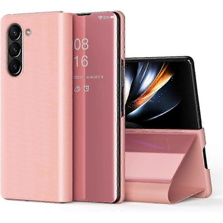För Samsung Galaxy Z Fold 6 Fodral, Lyxigt Spegelvy Klar Glitter Läder Flip Fodral med Ställ för Samsung Galaxy Z Fold 6