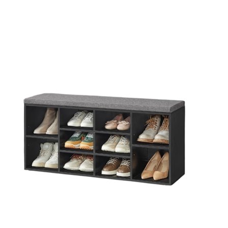 Rootz Shoe Bench - Shoe Shelf - Entryway Seating - Rumbesparende design - 30,1 cm x 104,1 cm x 48,1 cm - Sort