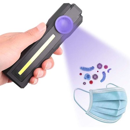 UV-desinfeksjonslommelykt, bærbar mini UV-sterilisator, UVC-desinfeksjonsstav, LED+ bakteriedrepende lommelykt, for bil, hjem og skole