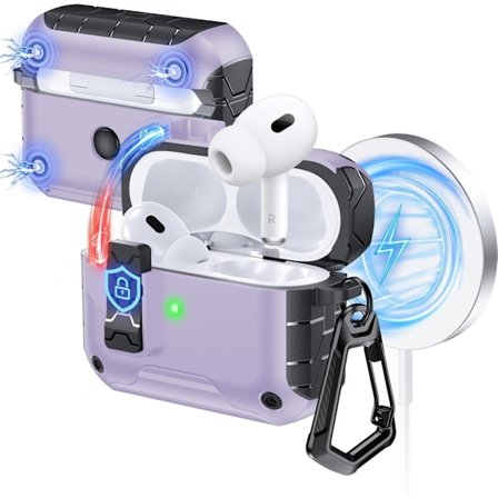 iPhone AirPods 4, Bluetooth-stativ, flip-top beskyttelsesetui, TPU+PC-øretelefonetui, lilla