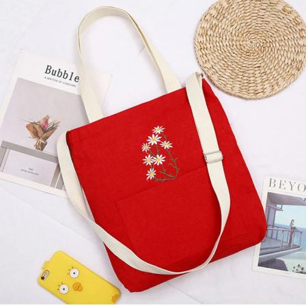 Stor axelväska för kvinnor Shoppingväskor i canvas för damer Manchester Handväska för kvinnor Crossbody Bokväskor för flickstudent Red