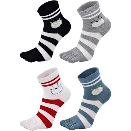 4 par sjove sokker til kvinder med katte- og hundetæer, sokker til piger med tæer