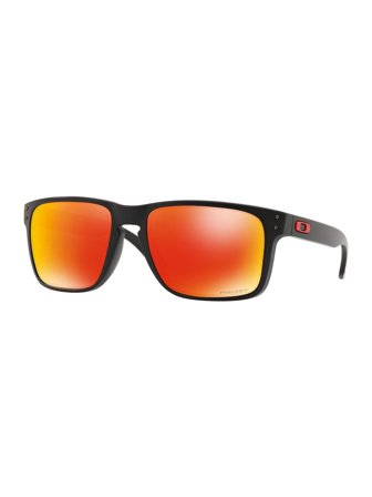 Oakley Men's Sunglasses with a frame made of synthetic in black and lenses made of polycarbonate in red