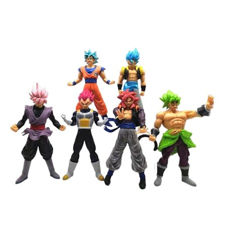 6 stk Dragon Ball Z Figurer Sæt: Super Saiyan Goku Son Blue Gokou Vegeta & Broly Actionfigurer
