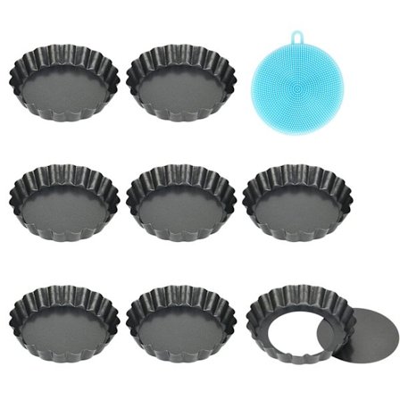 Pakke med 6 tærteforme med løftebund, non-stick belægning Quiche-form lille 10 cm / 4 tommer
