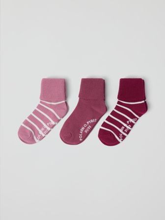 3er-Pack Söckchen mit rutschhemmenden Noppen - 28|30 - kinderbekleidung - pink - Polarn O. Pyret