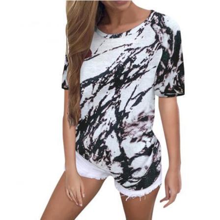 Kvinnor Casual Loose Tie Dye Printed Kortärmad T-shirt Topp