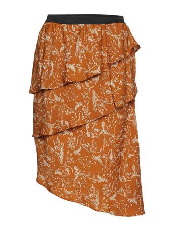 U8001, Woven Skirt On Knee Orange Saint Tropez
