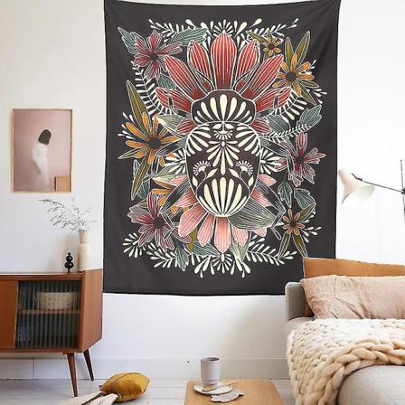 Psykedelisk Blomsterveggteppe Hengende Stoff Bakgrunn 1 95X73