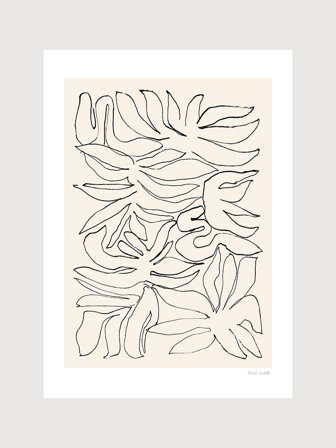 Poster med abstrakt linjeteckning av blommor & blad | Kunstary.com, 70x100 cm