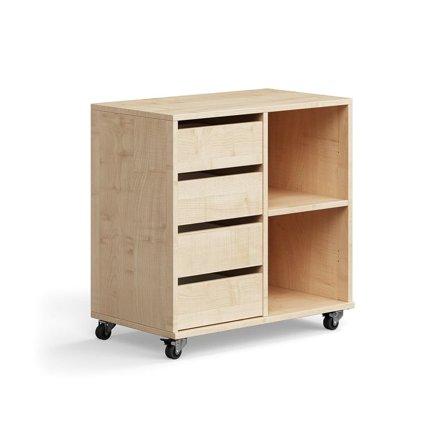 Student storage CASPER, 4 drawers, 2 compartments, birch