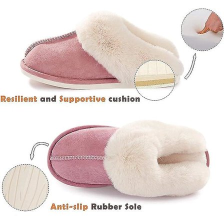 Hussko for kvinner og menn, myke og fluffy minnefoam-sko med glidelås, sklisikre, supervarme, størrelse 7-8
