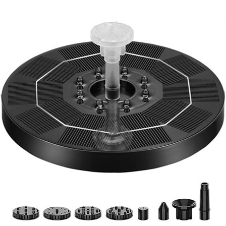 3.0W Solar Fontænepumpe til Fuglebad med 3.7V 1200mAh Batteri Backup, Fritstående Bærbar Flydende Solar Fontænepumpe til Have