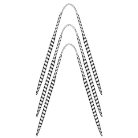 Joustavat kaksiteräiset puikot, 3 kappaleen sarja, metalliset lyhyet puikot, 21 cm kiinteät kaksiteräiset puikot