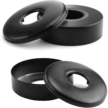 4 stk. Mat Sort Bruse Armatur Roset, Rustfrit Stål Hane Roset, Flad Vægmonteret Hane Dæksel Radiator til 21mm og 25mm Vandrør Vinkel