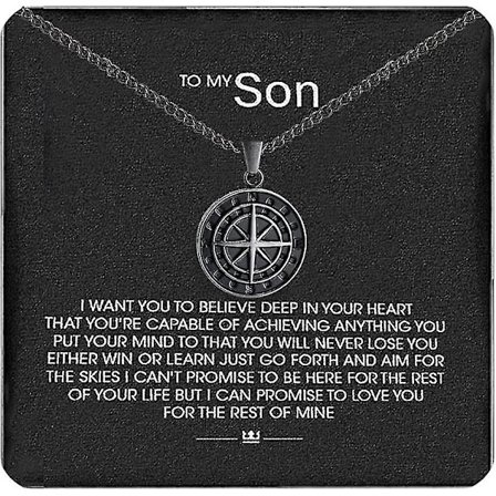 Hurtig forsendelse til min søn - Kompas vedhæng gave Personlig kompas halskæde Milepæl kompas halskæde til søn Mode smykker gave til mænd
