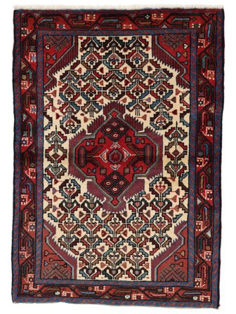 107X152 Tappeto Orientale Hamadan Nero/Rosso Scuro (Lana, Persia/Iran)