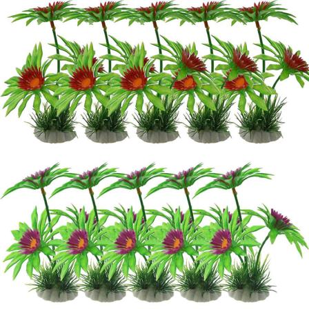 Akvarieväxter, 10 delar konstgjorda akvarieväxter, används för akvariedekoration. mixstyle4