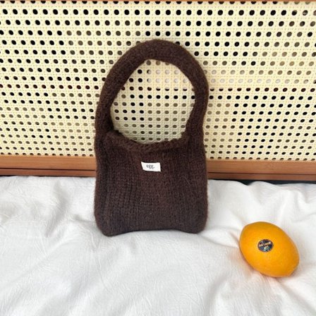 Håndvævet taske Uld strikke skuldertasker KAFFE