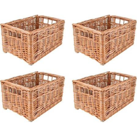 Sæt med 4 Kreative Hjem Rattan Opbevaringskurve Rektangulær Naturlig 30x20x16 cm
