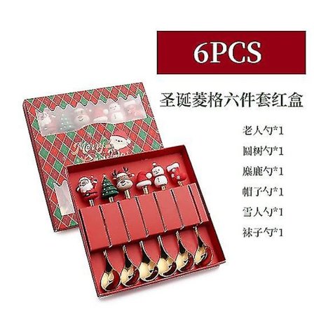 6 kpl Joulukahvisoluja Joulusekoituslusikoita Joululahjasoluja Metalliset Jälkiruokalusikat