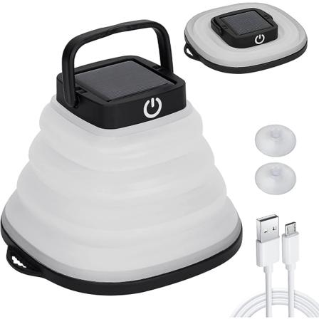Solcelled Campinglykt Bærbar Foldbar Lys Vanntett USB Oppladbar LED Lampe