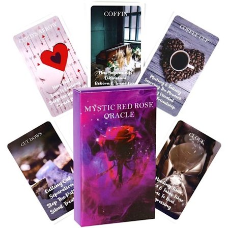 53 kortin Mystic Red Rose Oracle -pakka 10,3*6cm Tilannepakka Tarot-kortit Twin Flame Oracle -kortit Rakkaus Avainsanat B- Perf