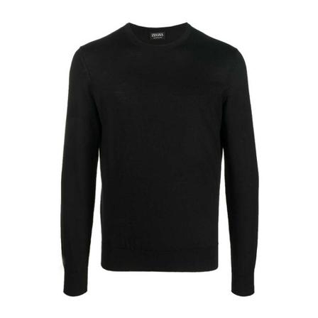 Z Zegna, Round-neck Knitwear Zwart, Heren, Maat:L